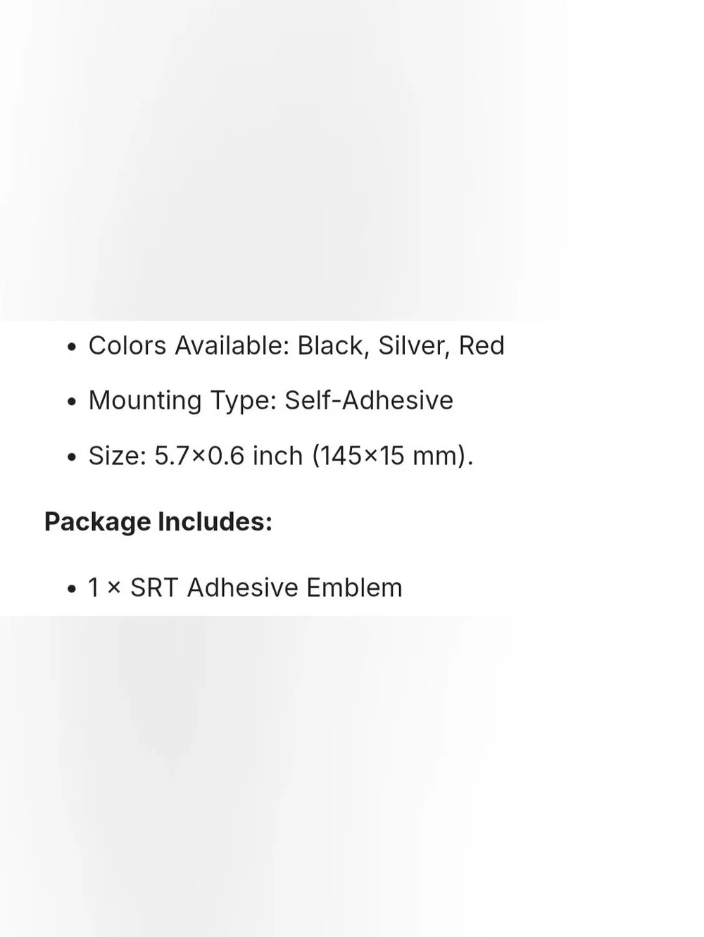 1 SRT Emblem Adhesive Back Badge See All 4 Colors Available